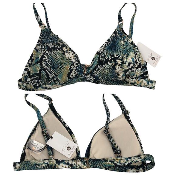 NEW Shade & Shore Snake Skin Print Bikini Set Triangle Top Cheeky Bottom Size M - Picture 3 of 12